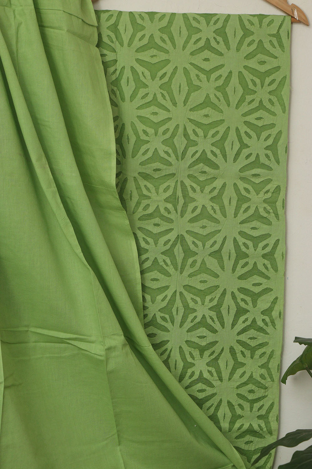 Green Hand Applique Work Cotton Two Piece Unstitched Suit Set - Luxurion World
