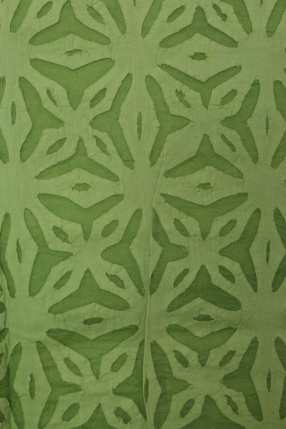 Green Hand Applique Work Cotton Two Piece Unstitched Suit Set - Luxurion World