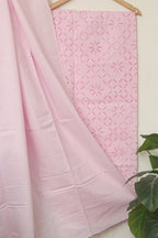 Pink Hand Applique Work Cotton Two Piece Unstitched Suit Set - Luxurion World
