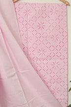 Pink Hand Applique Work Cotton Two Piece Unstitched Suit Set - Luxurion World