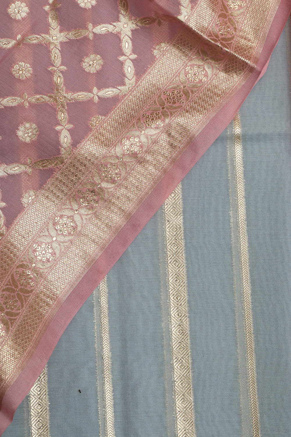 Exquisite Blue Banarasi Chanderi Silk Three Piece Unstitched Suit Set - Luxurion World