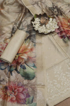 Pastel Digital Printed Chanderi Silk Embroidered Three Piece Suit Set - Luxurion World