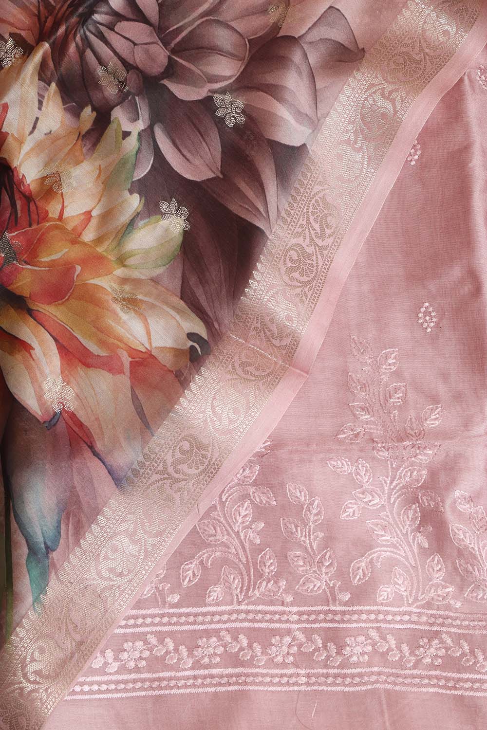 Stunning Pink Digital Printed Chanderi Silk Embroidered Three Piece Suit Set - Luxurion World