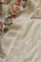 Pastel Digital Printed Chanderi Silk Embroidered Three Piece Suit Set - Luxurion World