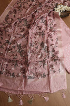 Stunning Pink Digital Printed Chanderi Silk Embroidered Three Piece Suit Set - Luxurion World