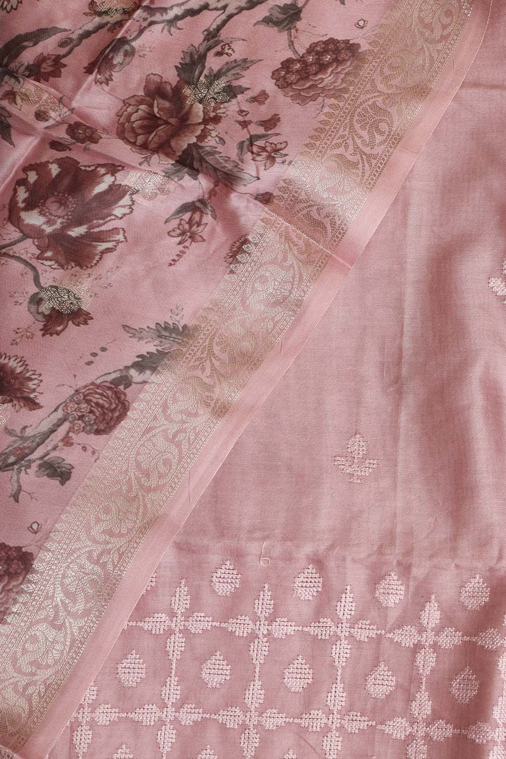 Stunning Pink Digital Printed Chanderi Silk Embroidered Three Piece Suit Set - Luxurion World