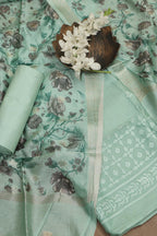 Blue Digital Printed Chanderi Silk Embroidered Three Piece Suit Set - Luxurion World