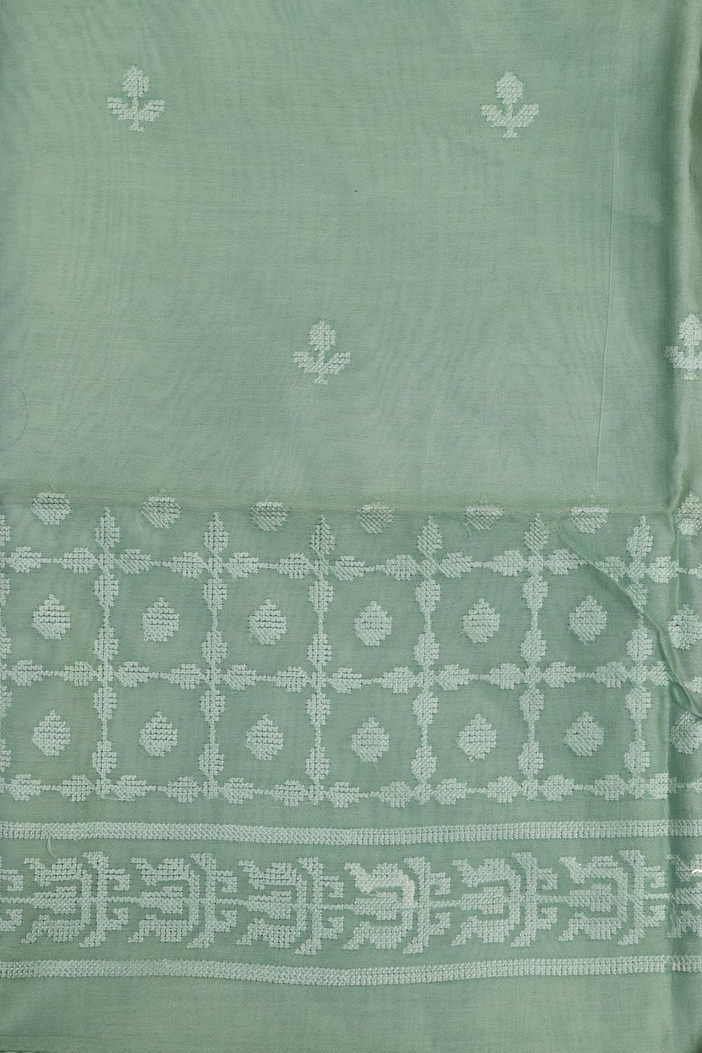 Blue Digital Printed Chanderi Silk Embroidered Three Piece Suit Set - Luxurion World