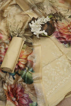 Yellow Digital Printed Chanderi Silk Embroidered Three Piece Suit Set - Luxurion World