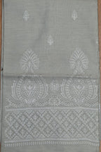Grey Digital Printed Chanderi Silk Embroidered Three Piece Suit Set - Luxurion World