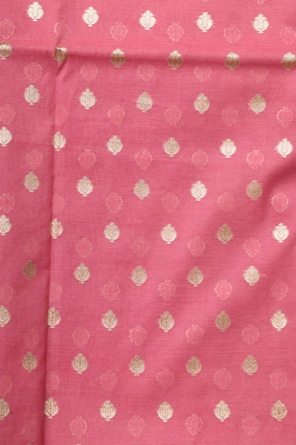 Stunning Pink Banarasi Chanderi Silk Three Piece Unstitched Suit Set - Luxurion World