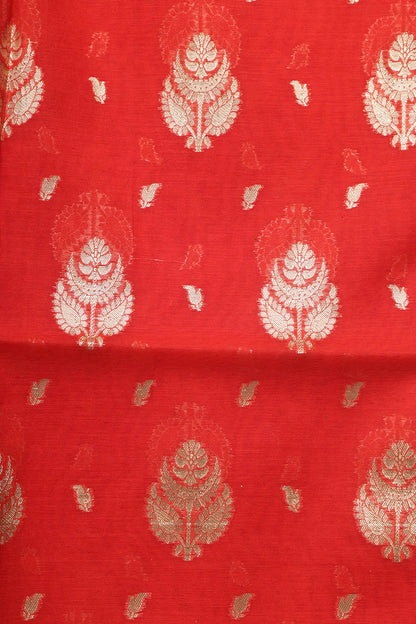 Exquisite Red Banarasi Chanderi Silk Three Piece Unstitched Suit Set - Luxurion World