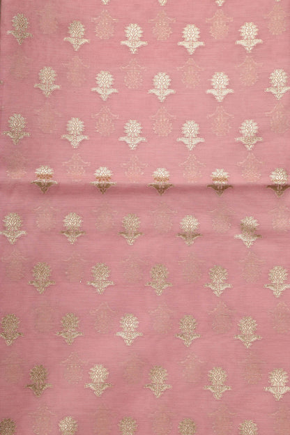 Stunning Pink Banarasi Chanderi Silk Three Piece Unstitched Suit Set - Luxurion World