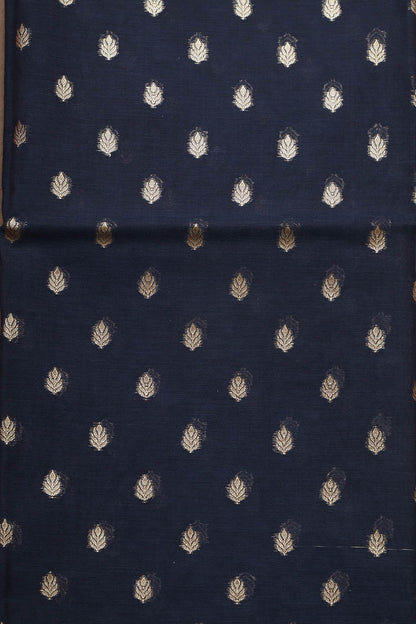 Blue Banarasi Chanderi Silk Three Piece Unstitched Suit Set - Luxurion World