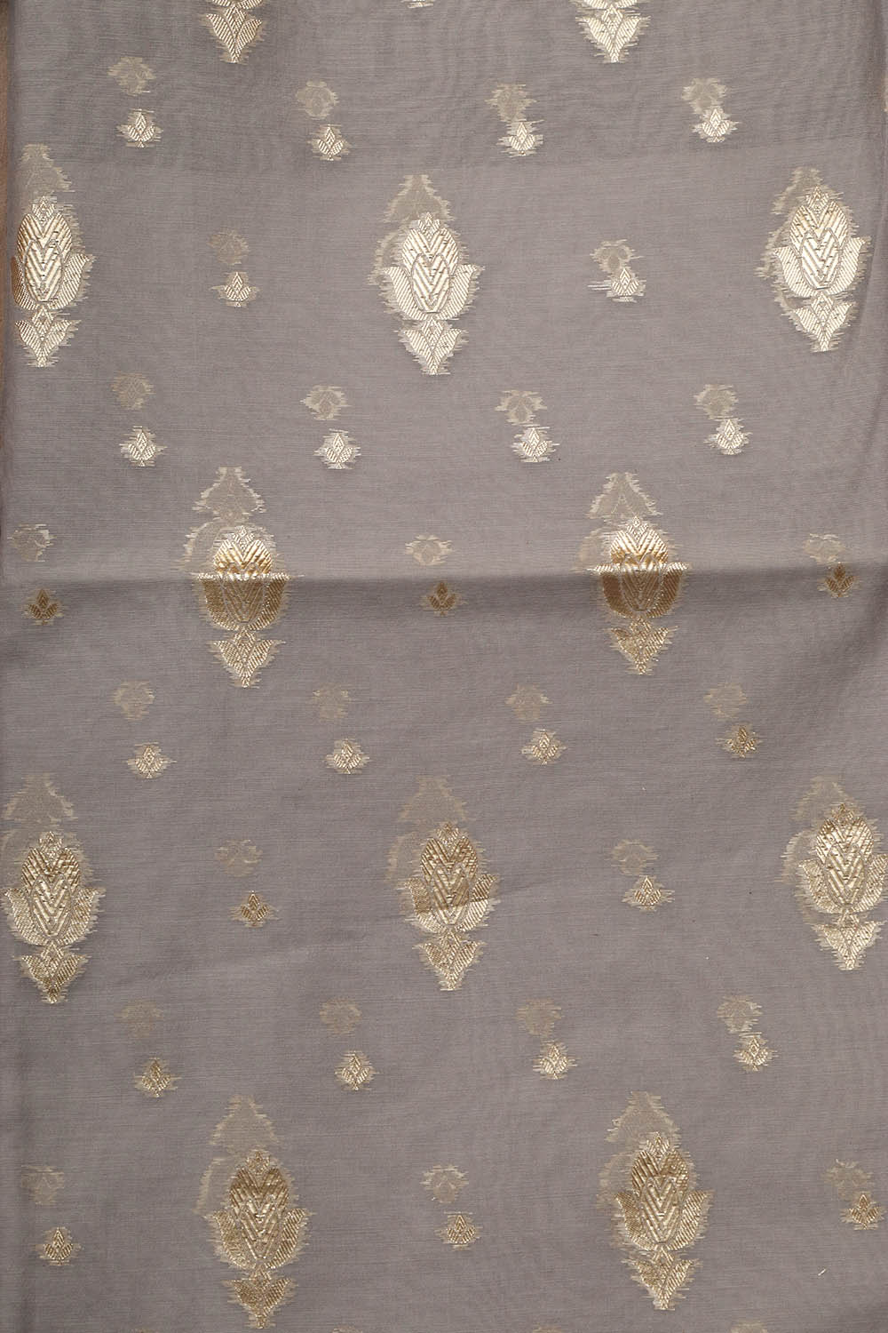 Elegant Grey Banarasi Chanderi Silk Three Piece Unstitched Suit Set - Luxurion World