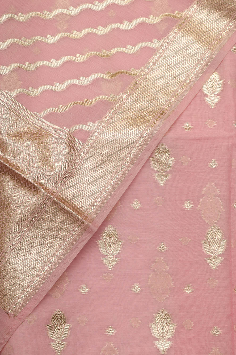 Stunning Pink Banarasi Chanderi Silk Three Piece Unstitched Suit Set - Luxurion World