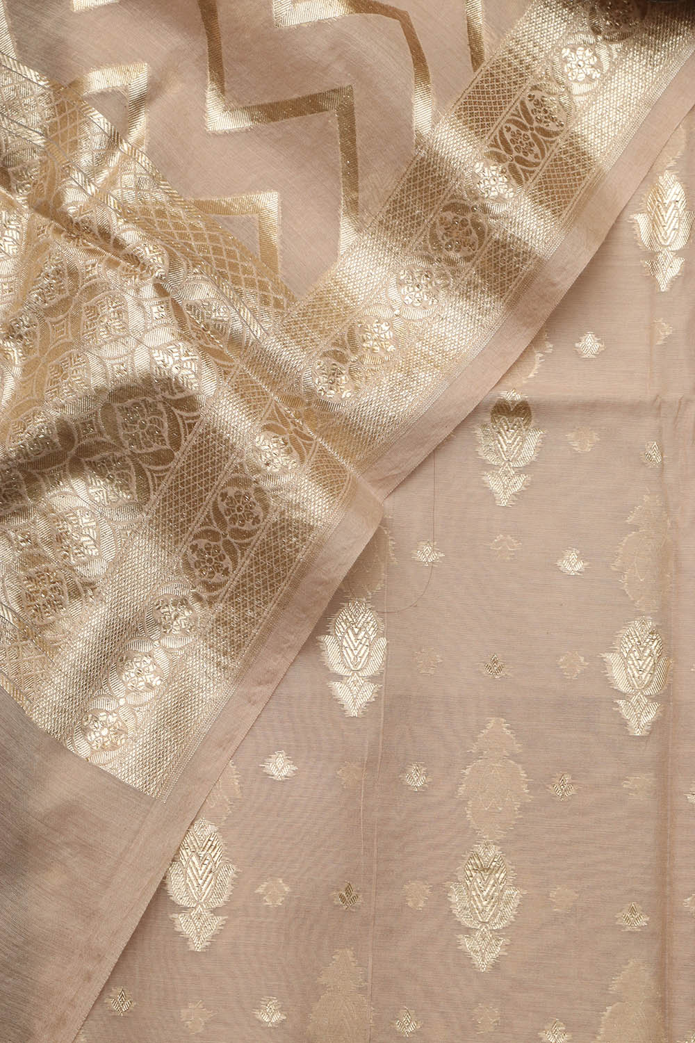 Pastel Banarasi Chanderi Silk Three Piece Unstitched Suit Set - Luxurion World