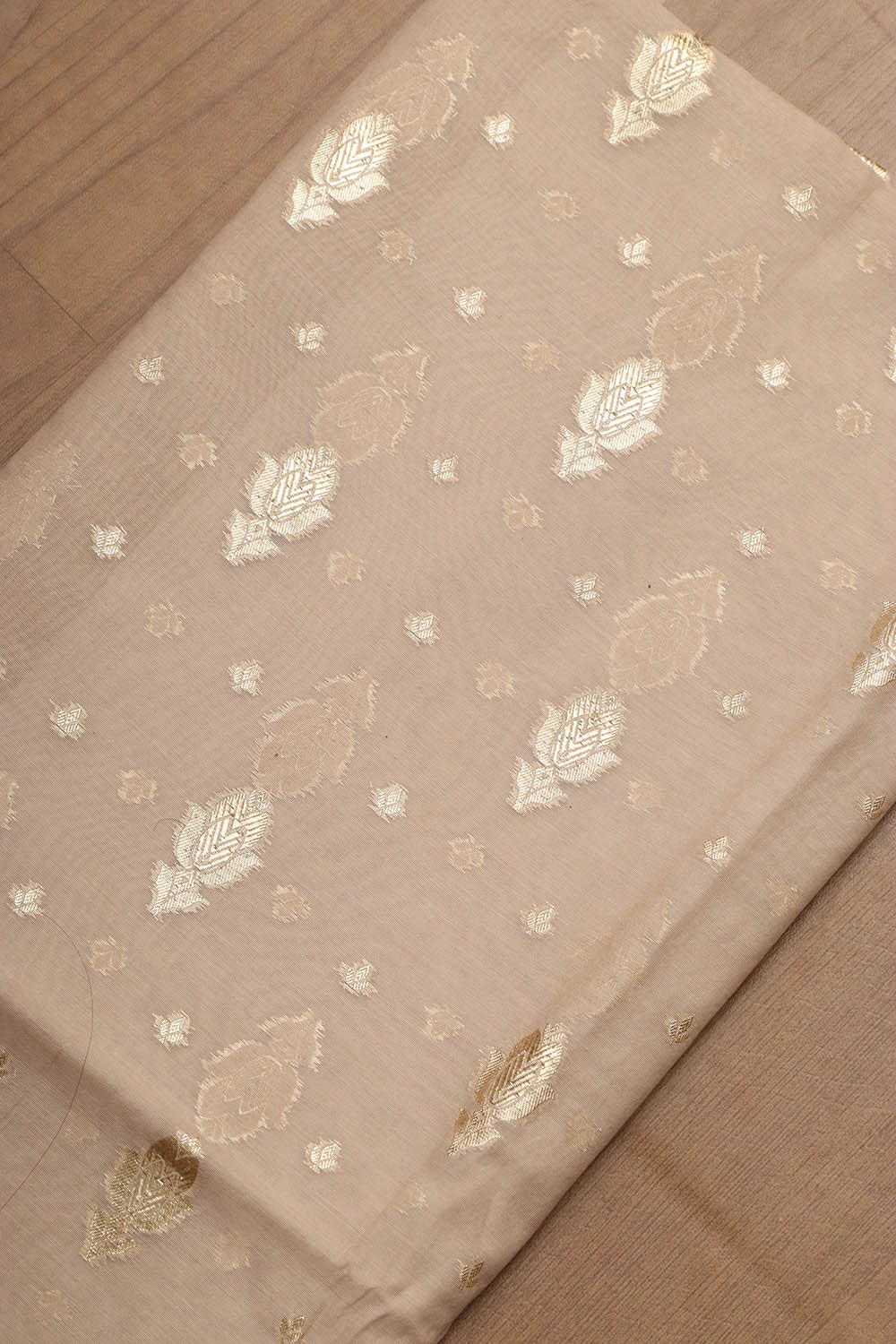 Pastel Banarasi Chanderi Silk Three Piece Unstitched Suit Set - Luxurion World