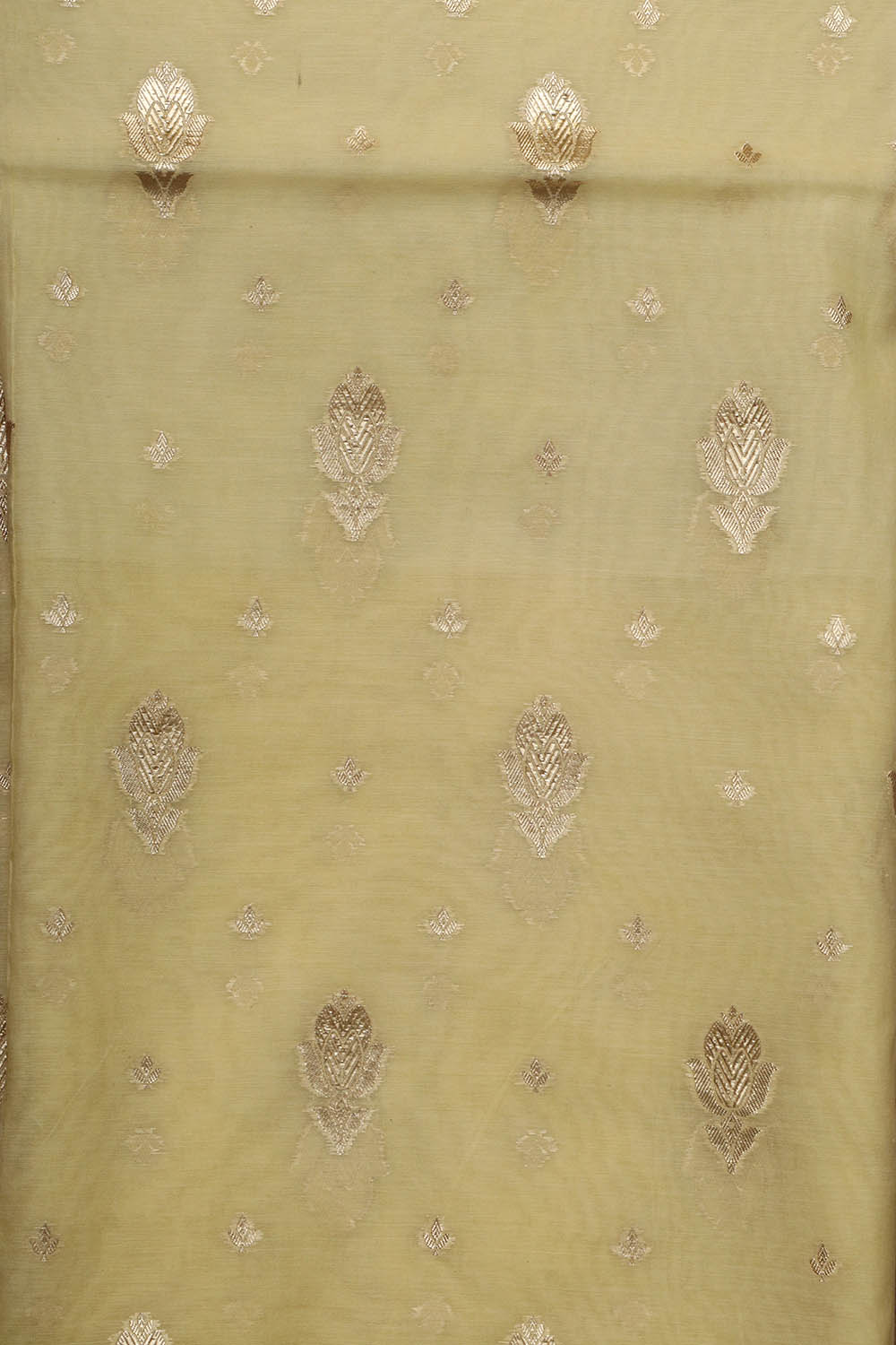 Vibrant Yellow Banarasi Chanderi Silk Three Piece Unstitched Suit Set - Luxurion World