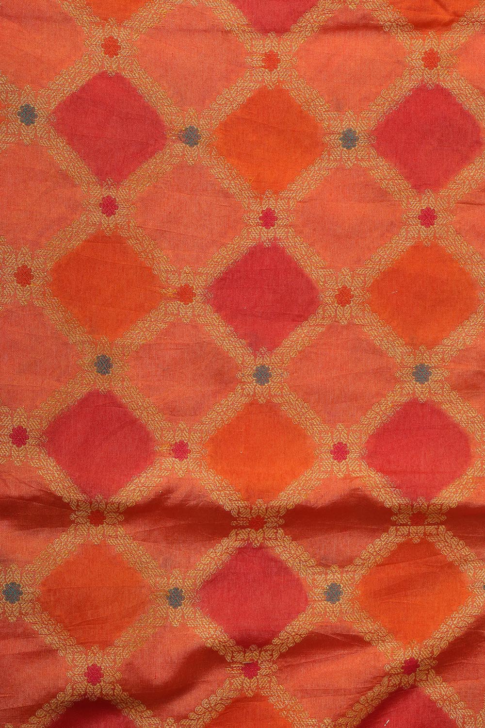 Orange Banarasi Chanderi Silk Brush Dye Three Piece Unstitched Suit Set - Luxurion World