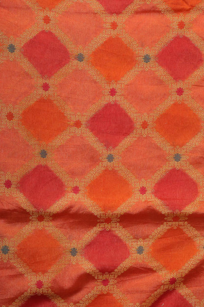 Orange Banarasi Chanderi Silk Brush Dye Three Piece Unstitched Suit Set - Luxurion World