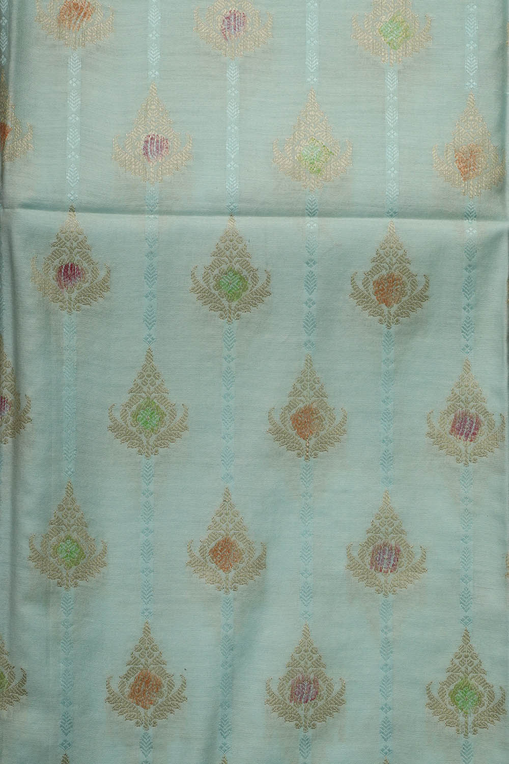 Blue Banarasi Chanderi Silk Brush Dye Three Piece Unstitched Suit Set - Luxurion World