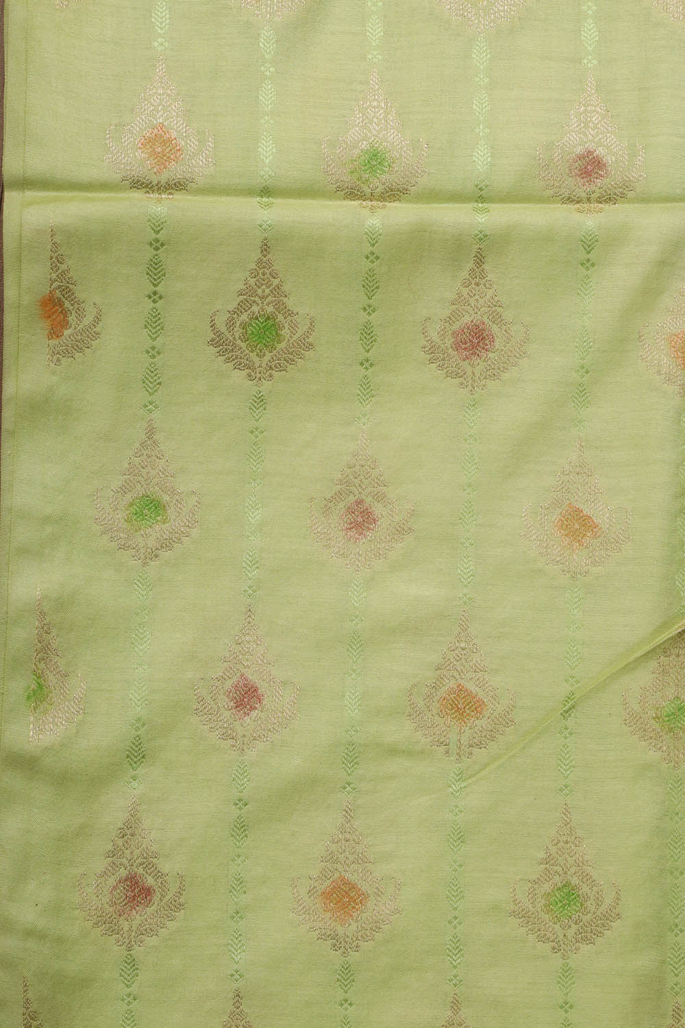Green Banarasi Chanderi Silk Brush Dye Three Piece Unstitched Suit Set - Luxurion World