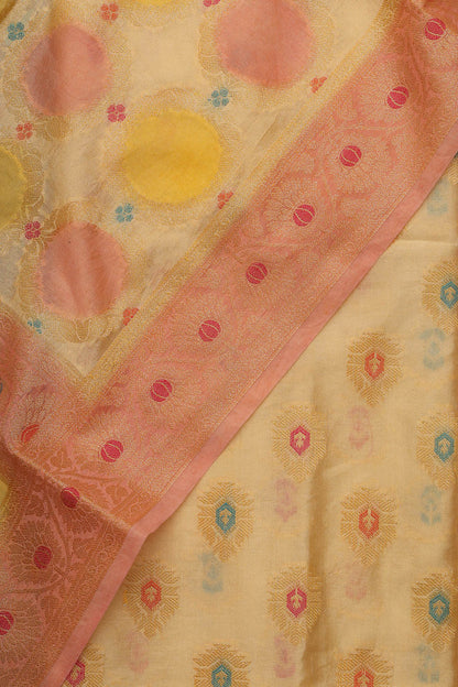 Stunning Multicolor Banarasi Chanderi Silk Brush Dye Three Piece Unstitched Suit Set - Luxurion World