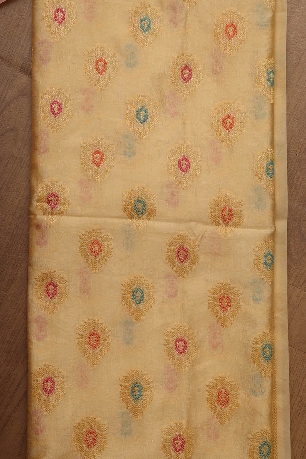 Stunning Multicolor Banarasi Chanderi Silk Brush Dye Three Piece Unstitched Suit Set - Luxurion World