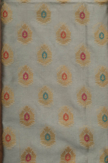 Stunning Blue Banarasi Chanderi Silk Brush Dye Three Piece Unstitched Suit Set - Luxurion World