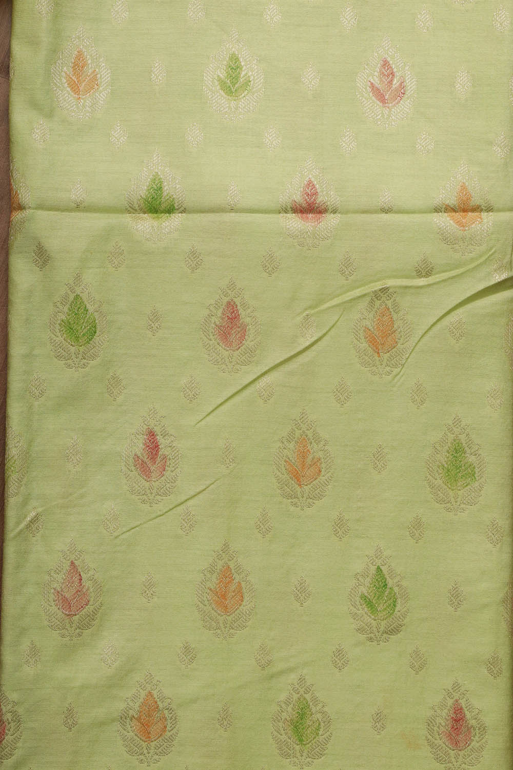 Green Banarasi Chanderi Silk Brush Dye Three Piece Unstitched Suit Set - Luxurion World