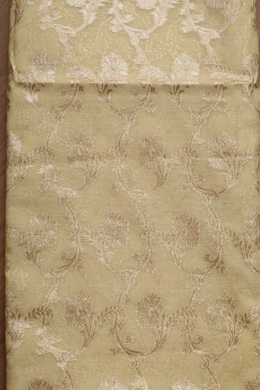 Pastel Banarasi Chanderi Silk Three Piece Unstitched Suit Set - Luxurion World