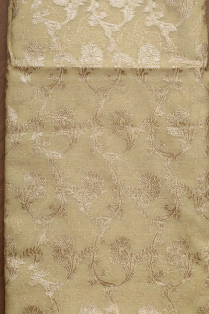 Pastel Banarasi Chanderi Silk Three Piece Unstitched Suit Set - Luxurion World