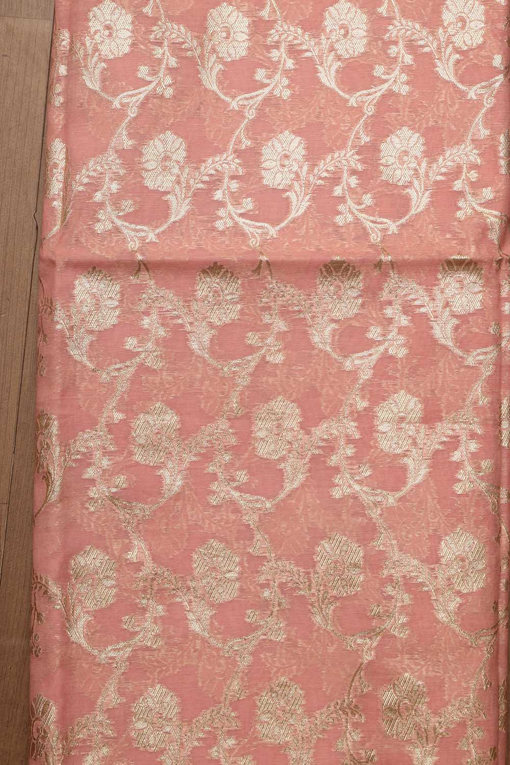 Stunning Pink Banarasi Chanderi Silk Three Piece Unstitched Suit Set - Luxurion World