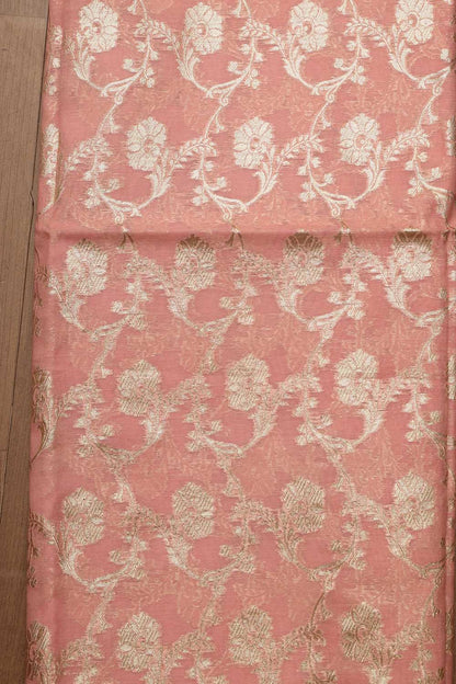Stunning Pink Banarasi Chanderi Silk Three Piece Unstitched Suit Set - Luxurion World