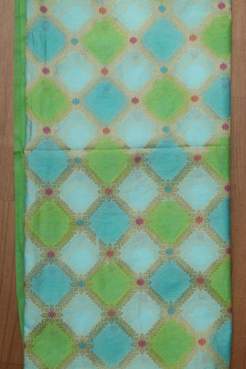 Blue Banarasi Chanderi Silk Brush Dye Three Piece Unstitched Suit Set - Luxurion World