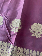 Brown Handloom Banarasi Pure Katan Silk Three Piece Flower Design Unstitched Suit Set - Luxurion World