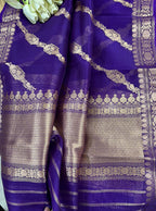 Elegant Blue Banarasi Pure Chiniya Silk Three Piece Unstitched Suit Set With Kora Silk Dupatta - Luxurion World
