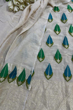 Exquisite Dyeable Banarasi Pure Moonga Silk Meenakari Two Piece Unstitched Suit Set - Luxurion World
