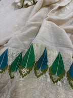 Exquisite Dyeable Banarasi Pure Moonga Silk Meenakari Two Piece Unstitched Suit Set - Luxurion World