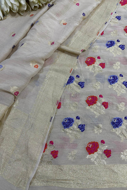 Exquisite Dyeable Banarasi Pure Moonga Silk Meenakari Two Piece Unstitched Suit Set - Luxurion World