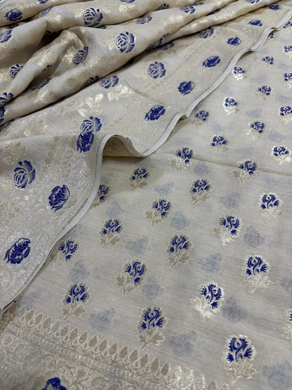 Exquisite Dyeable Banarasi Pure Moonga Silk Meenakari Two Piece Unstitched Suit Set - Luxurion World