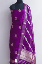 Exquisite Banarasi Pure Chiniya Silk Three Piece Unstitched Suit Set With Kora Silk Dupatta - Luxurion World