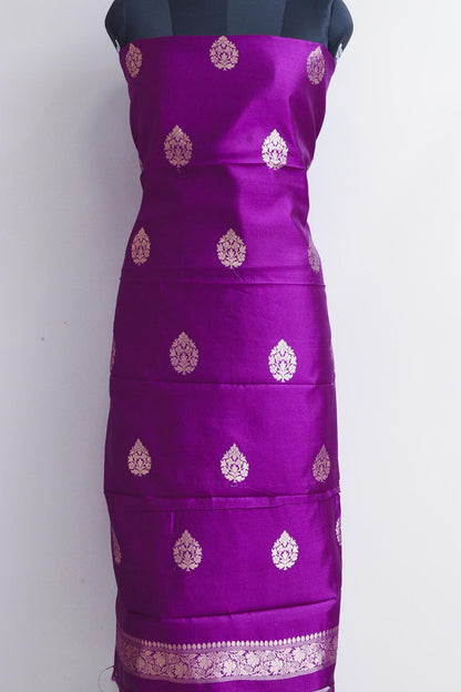 Exquisite Banarasi Pure Chiniya Silk Three Piece Unstitched Suit Set With Kora Silk Dupatta - Luxurion World