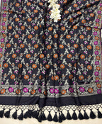 Exquisite Black Banarasi Pure Moonga Silk Unstitched Three Piece Suit Set - Luxurion World