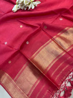 Stunning Pink Banarasi Pure Muslin Cotton Kadwa Sona Roopa Three Piece Suit Set - Luxurion World