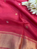 Stunning Pink Banarasi Pure Muslin Cotton Kadwa Sona Roopa Three Piece Suit Set - Luxurion World