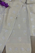 Dyeable Banarasi Pure Moonga Silk Handloom Sona Roopa Two Piece Unstitched Suit Set - Luxurion World