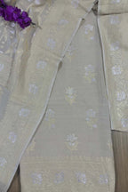 Dyeable Banarasi Pure Moonga Silk Handloom Sona Roopa Two Piece Unstitched Suit Set - Luxurion World