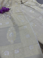 Dyeable Banarasi Pure Moonga Silk Handloom Sona Roopa Two Piece Unstitched Suit Set - Luxurion World
